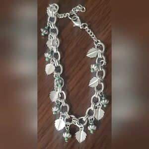 Silver Leaf Charm Anklet